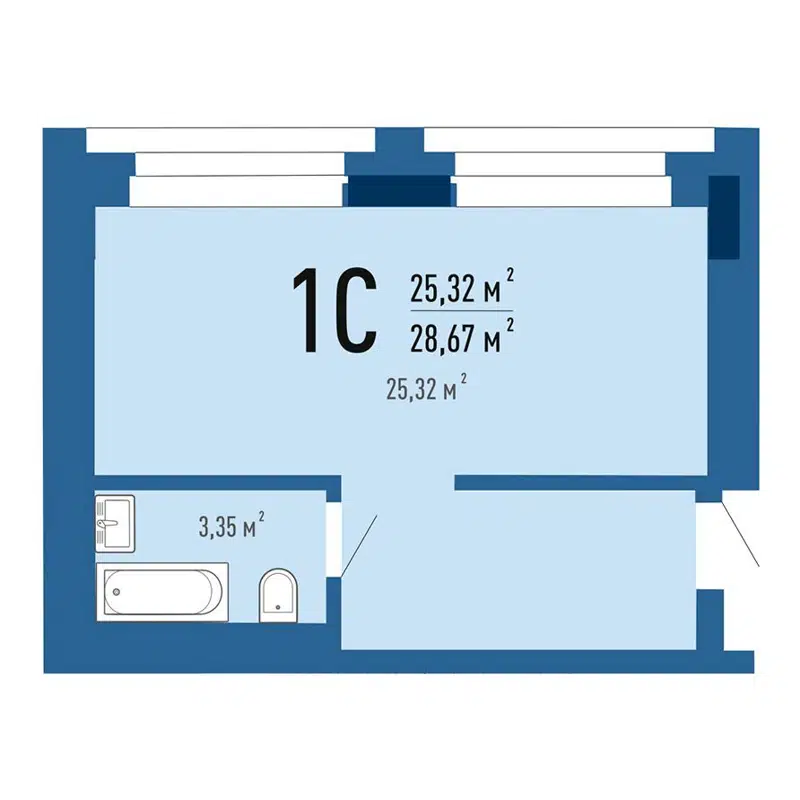 1-комнатные апартаменты 28.3 м² Gagarin city