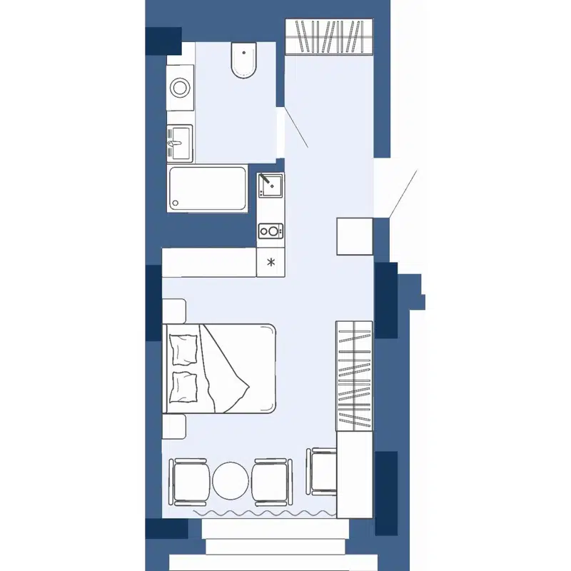 1-комнатные апартаменты 23.33 м² Gagarin city