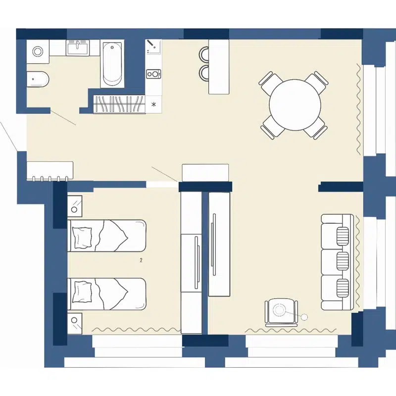 2-комнатные апартаменты 56.6 м² Gagarin city