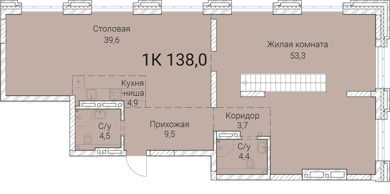 1-комнатная квартира 138 м² Тайм Сквер