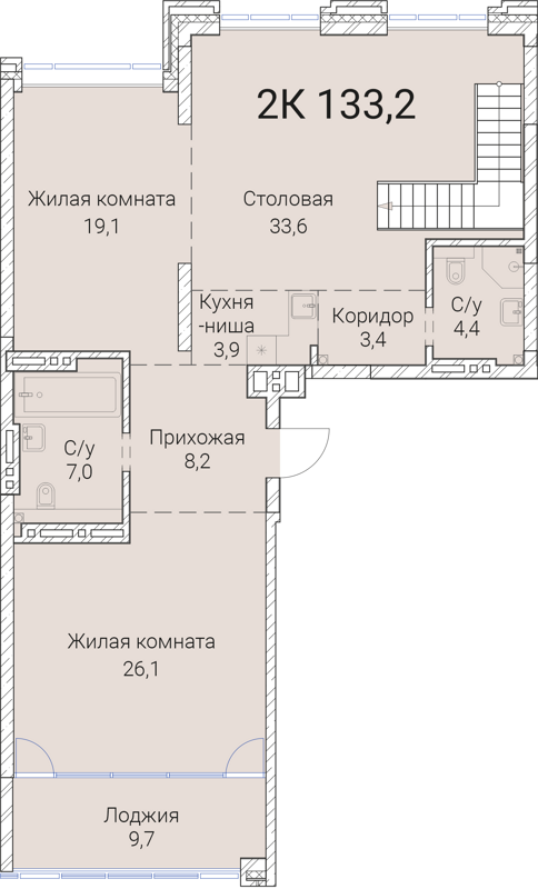 2-комнатная квартира 133.2 м² Тайм Сквер