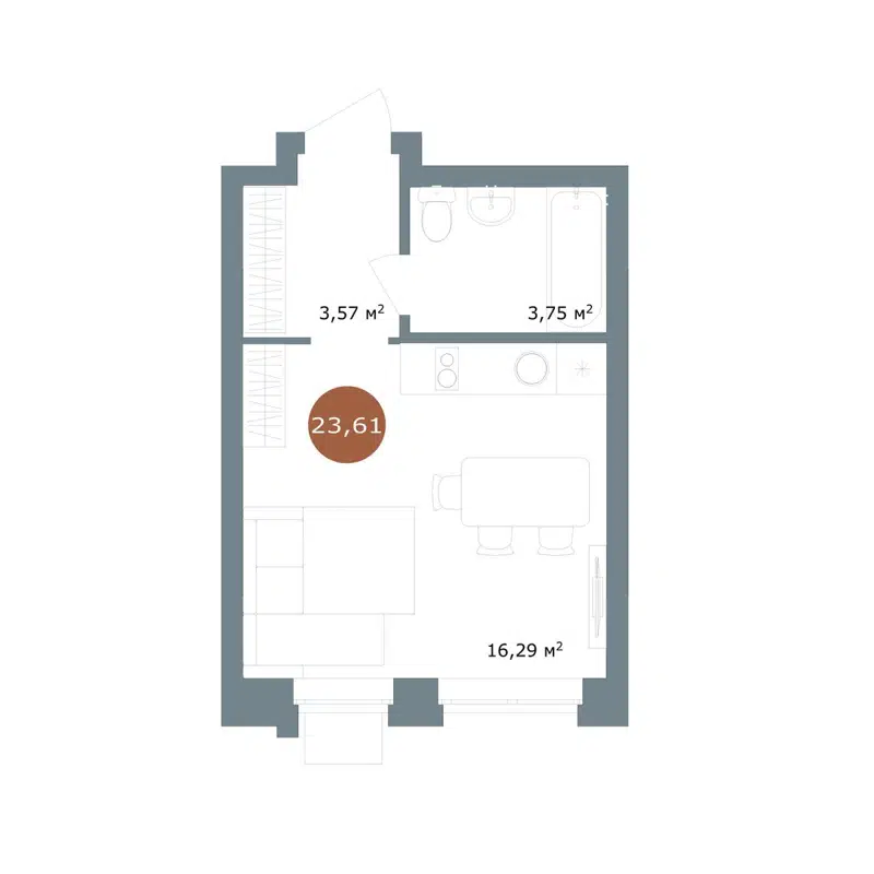 Студия 23.61 м² 19/56 Кварталы Телецентра