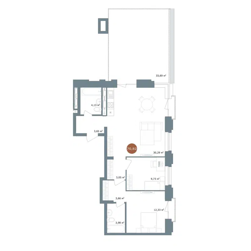 3-комнатная квартира 104.5 м² 19/56 Кварталы Телецентра