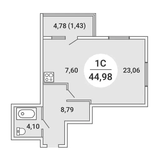Студия 44.98 м² Сергиев Пассаж
