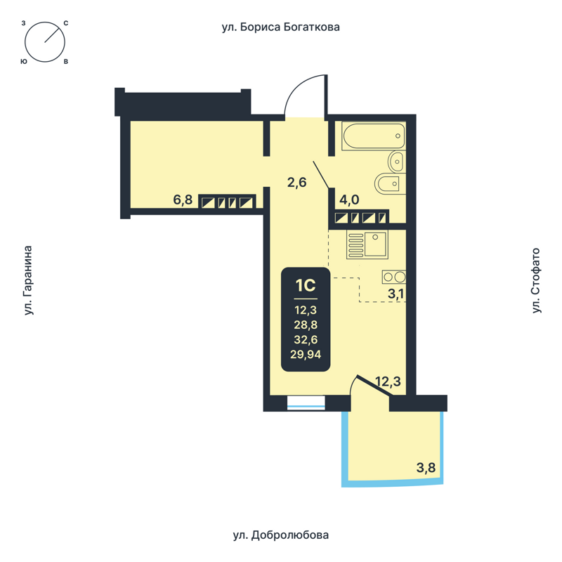Студия 29.94 м² Никольский парк