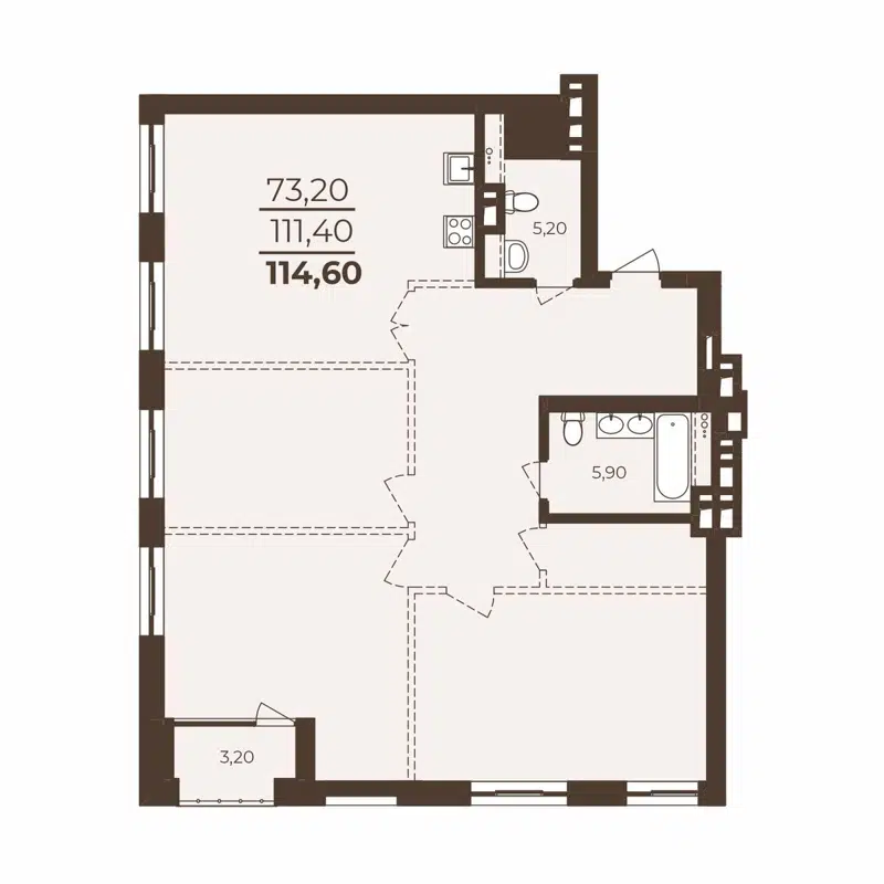 1-комнатная квартира 114.6 м² Richmond Residence