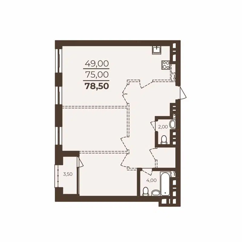 1-комнатная квартира 78.5 м² Richmond Residence