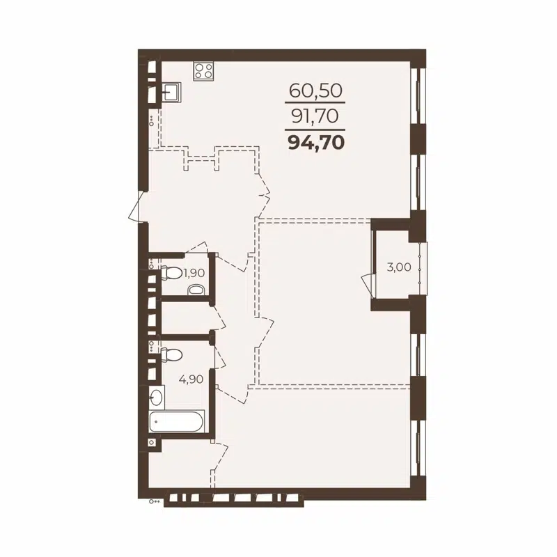 1-комнатная квартира 94.7 м² Richmond Residence