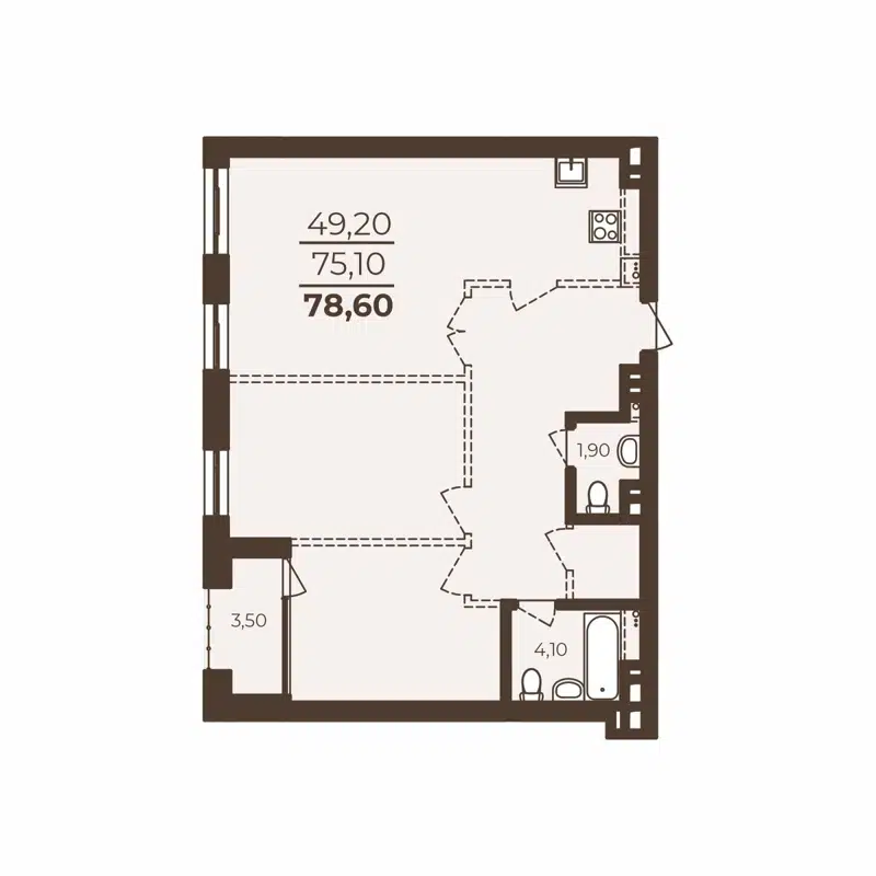 1-комнатная квартира 78.6 м² Richmond Residence
