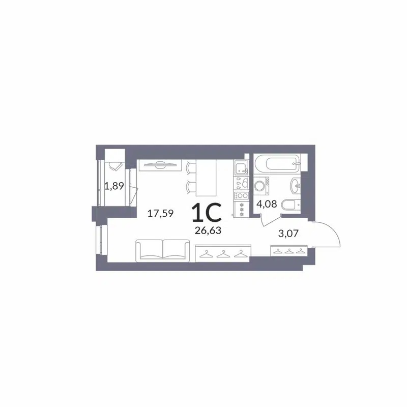 Студия 25.74 м² Горская Лагуна