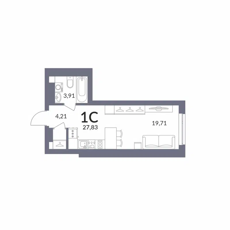 Студия 27.83 м² Горская Лагуна