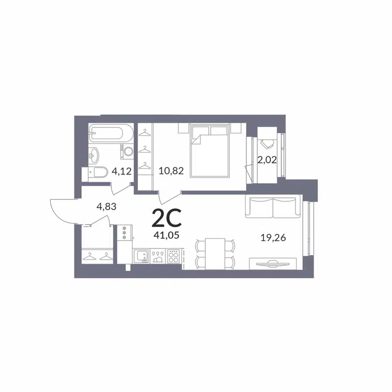 2-комнатная квартира 40.04 м² Горская Лагуна