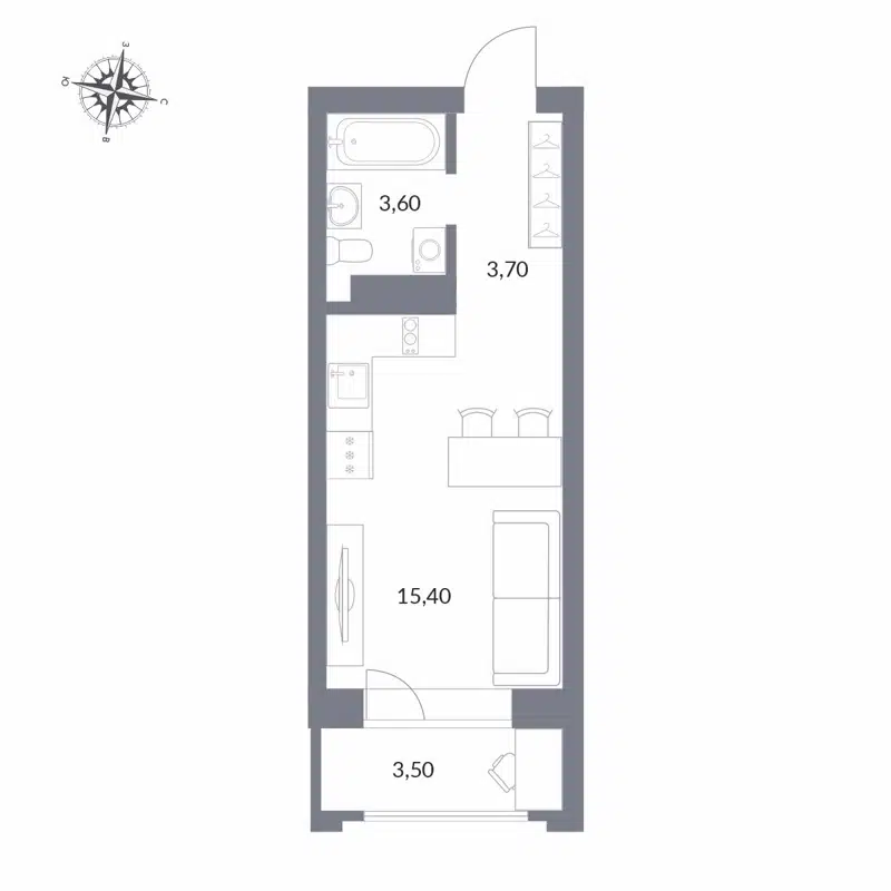 Студия 26.2 м² Державина 50