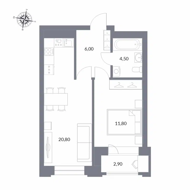 2-комнатная квартира 46 м² Державина 50