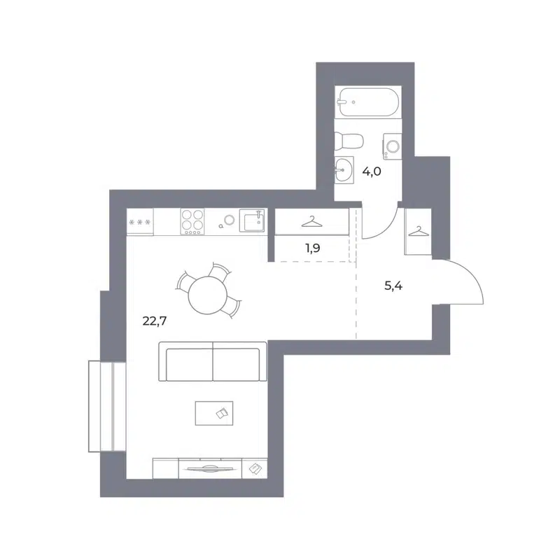Студия 34 м² Прованс