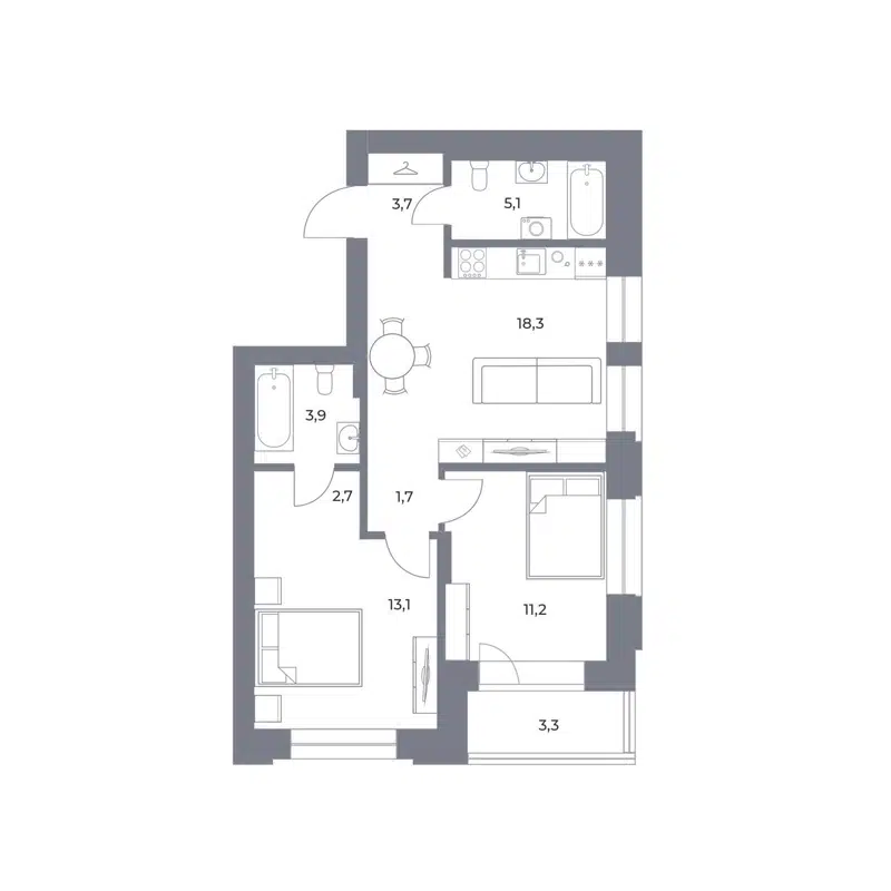 2-комнатная квартира 63 м² Прованс