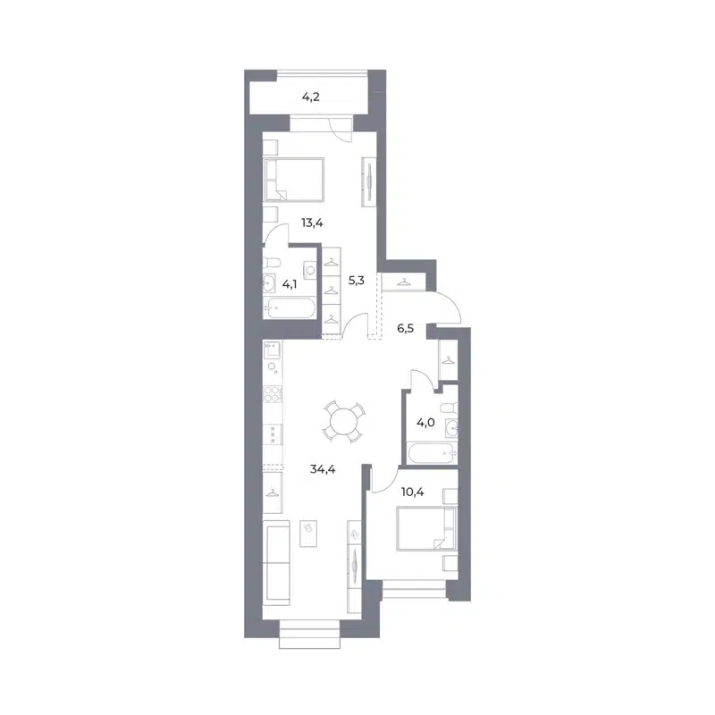2-комнатная квартира 82.2 м² Прованс