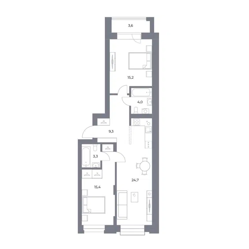 2-комнатная квартира 75.5 м² Прованс