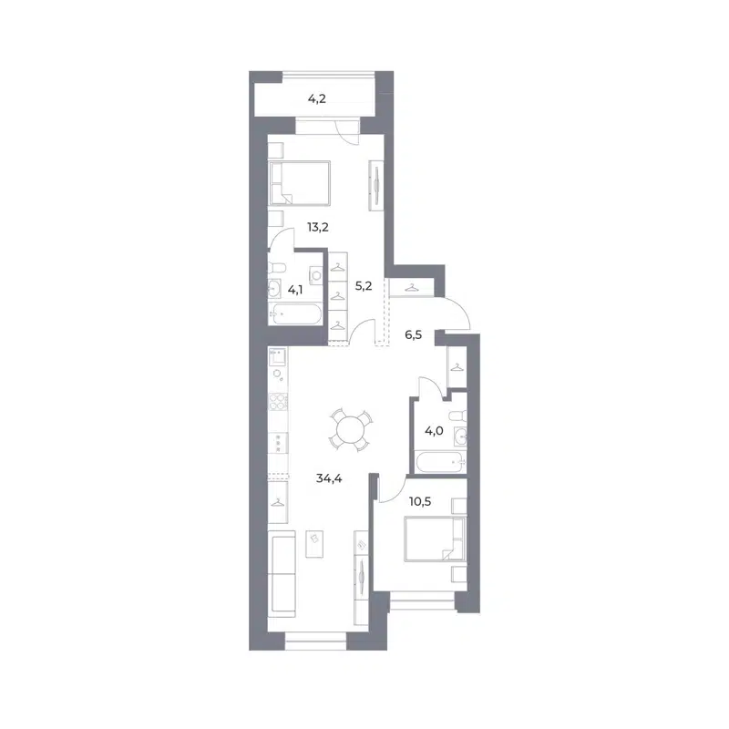 2-комнатная квартира 82.1 м² Прованс