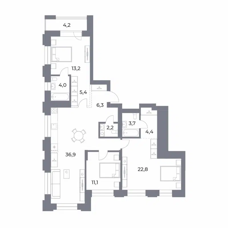 3-комнатная квартира 114.2 м² Прованс