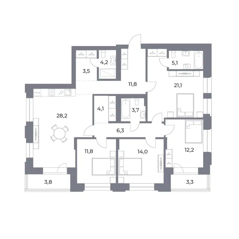 4-комнатная квартира 133.1 м² Прованс