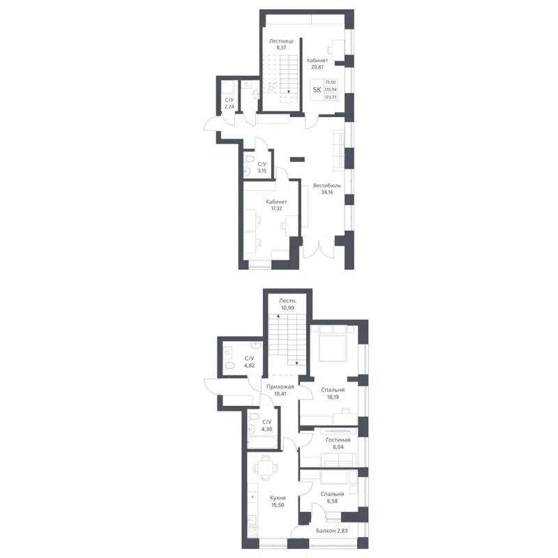5-комнатная квартира 170.94 м² Фора