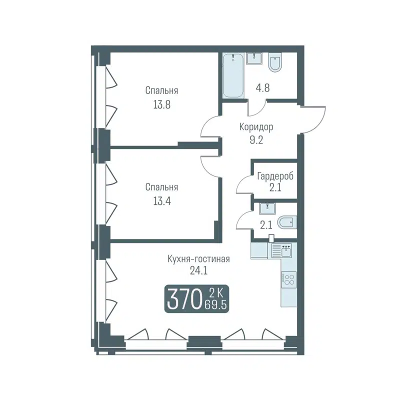 3-комнатная квартира 69.5 м² Кварталы Немировича