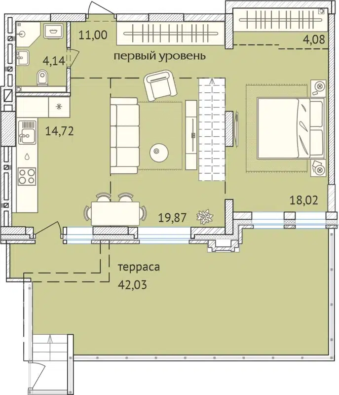 3-комнатная квартира 170.7 м² Заельцовский New