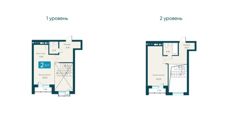 2-комнатная квартира 75.77 м² Марсель-2