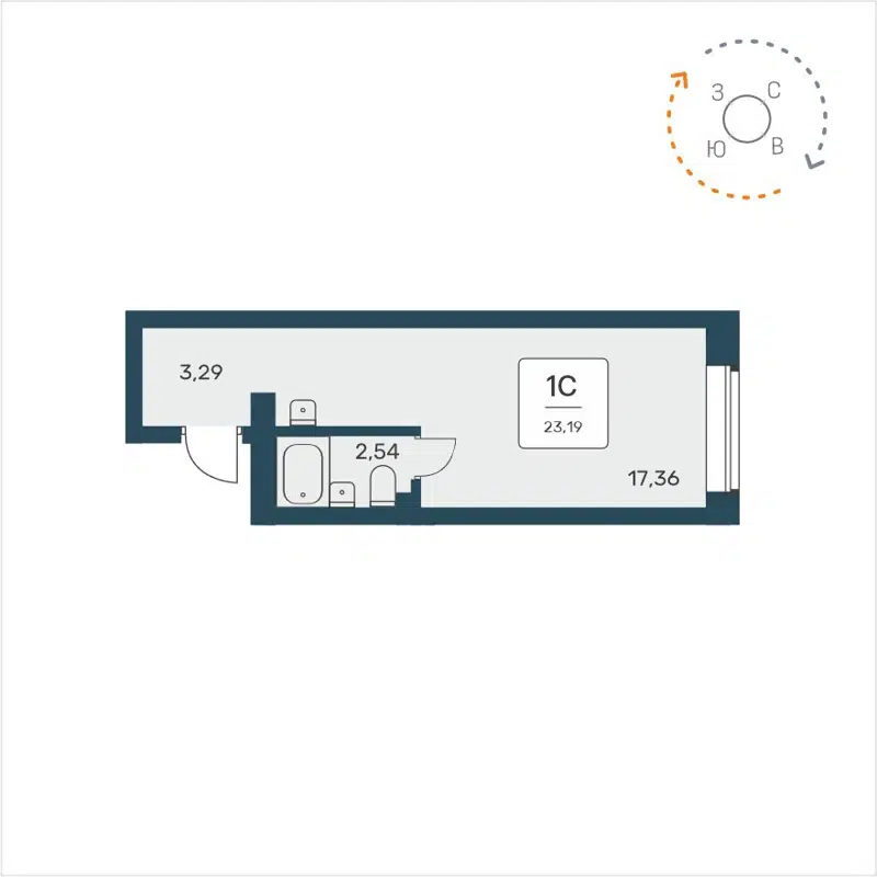Студия 23.19 м² Расцветай на Авиастроителей