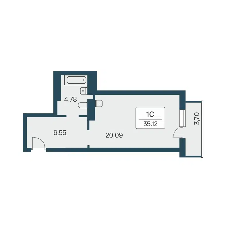Студия 36.1 м² Расцветай на Зорге