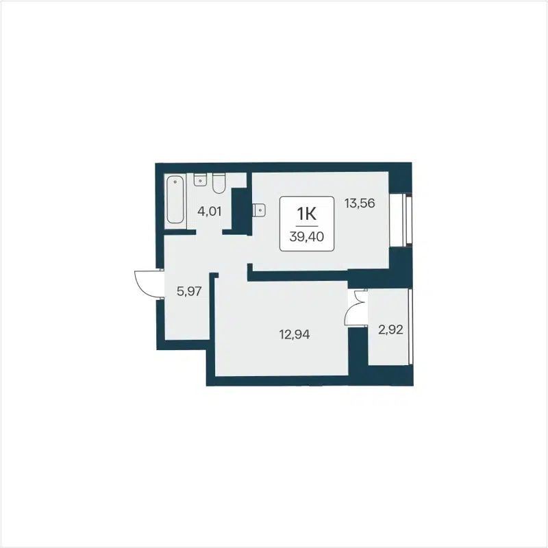 1-комнатная квартира 39.4 м² Сакура парк