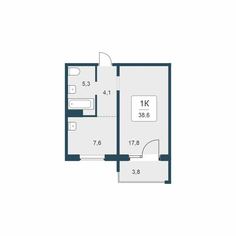 1-комнатная квартира 38.6 м² Цветной бульвар