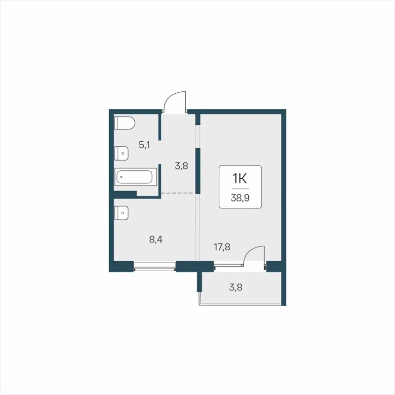 1-комнатная квартира 38.9 м² Цветной бульвар