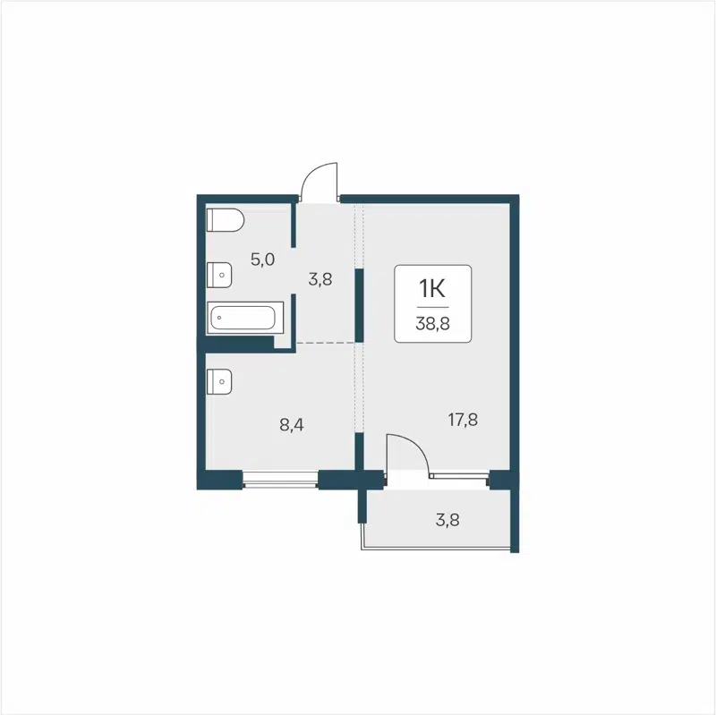 1-комнатная квартира 38.8 м² Цветной бульвар