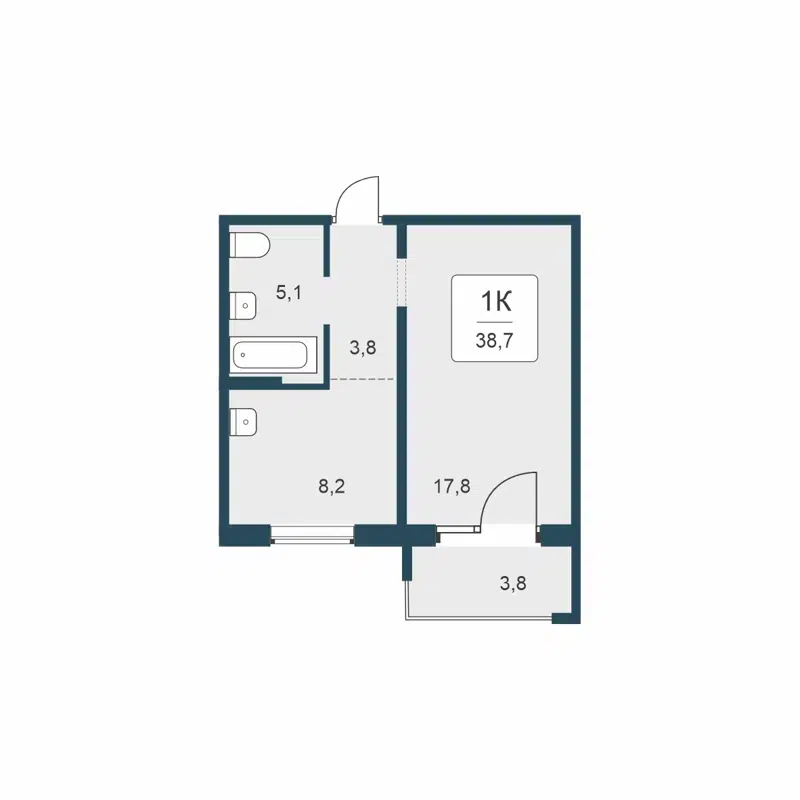 1-комнатная квартира 38.7 м² Цветной бульвар