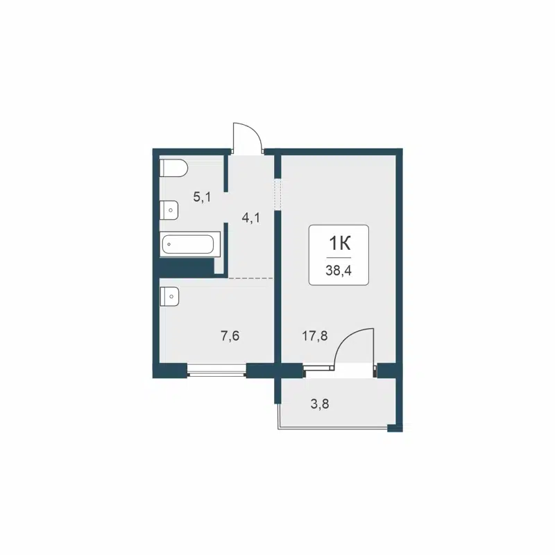 1-комнатная квартира 38.4 м² Цветной бульвар