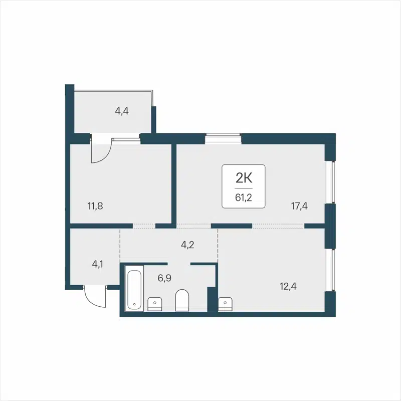 2-комнатная квартира 61.2 м² Цветной бульвар