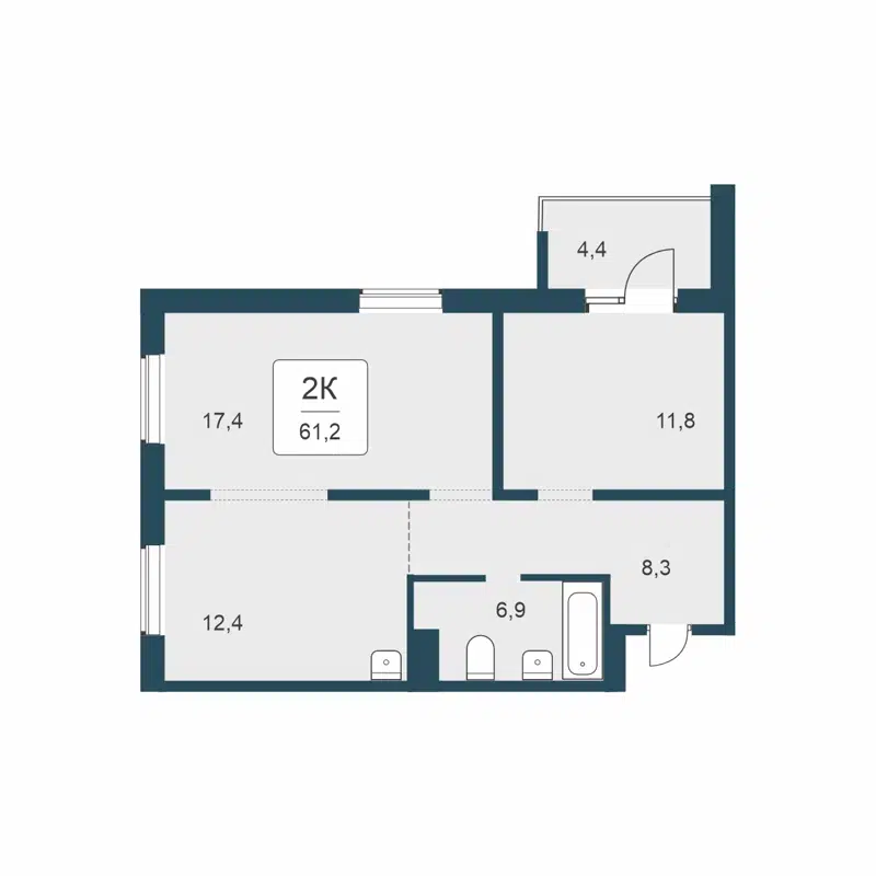 2-комнатная квартира 61.2 м² Цветной бульвар