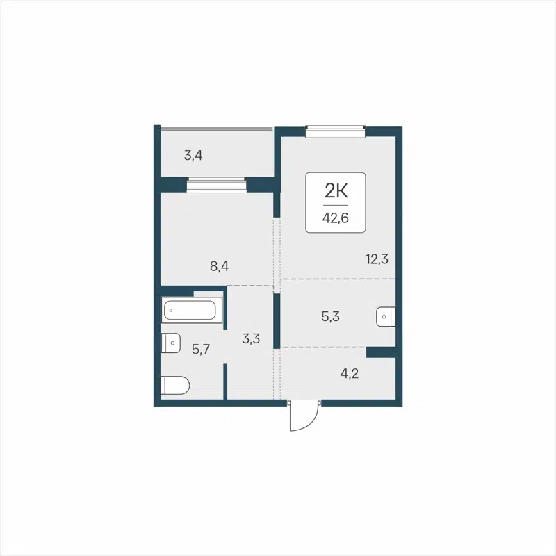 2-комнатная квартира 42.6 м² Цветной бульвар