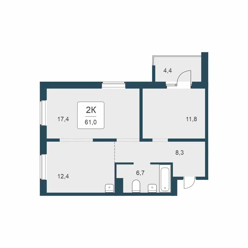 2-комнатная квартира 61 м² Цветной бульвар