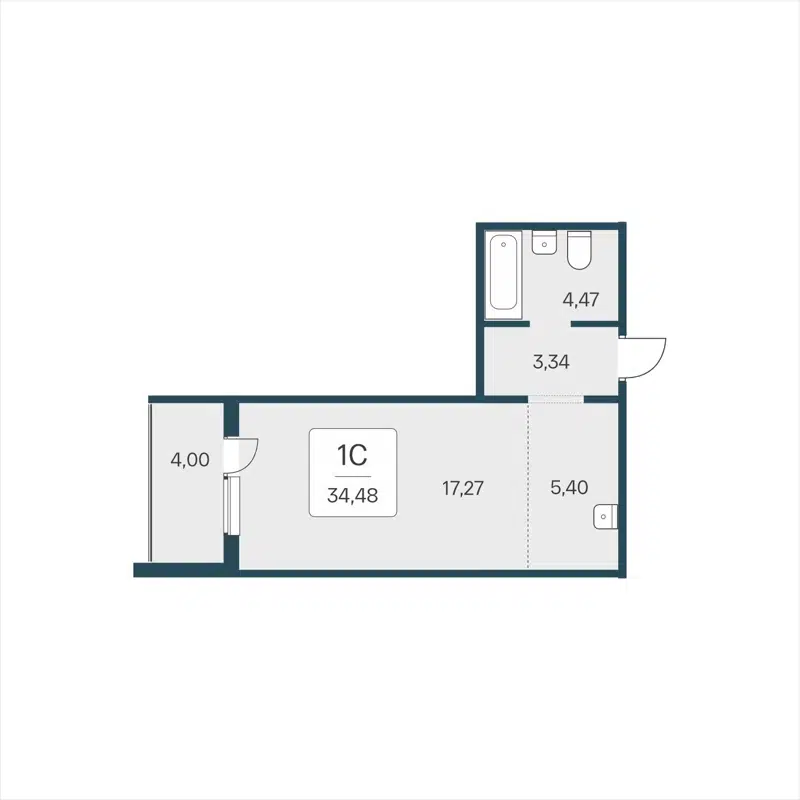 Студия 34.48 м² На Кедровой