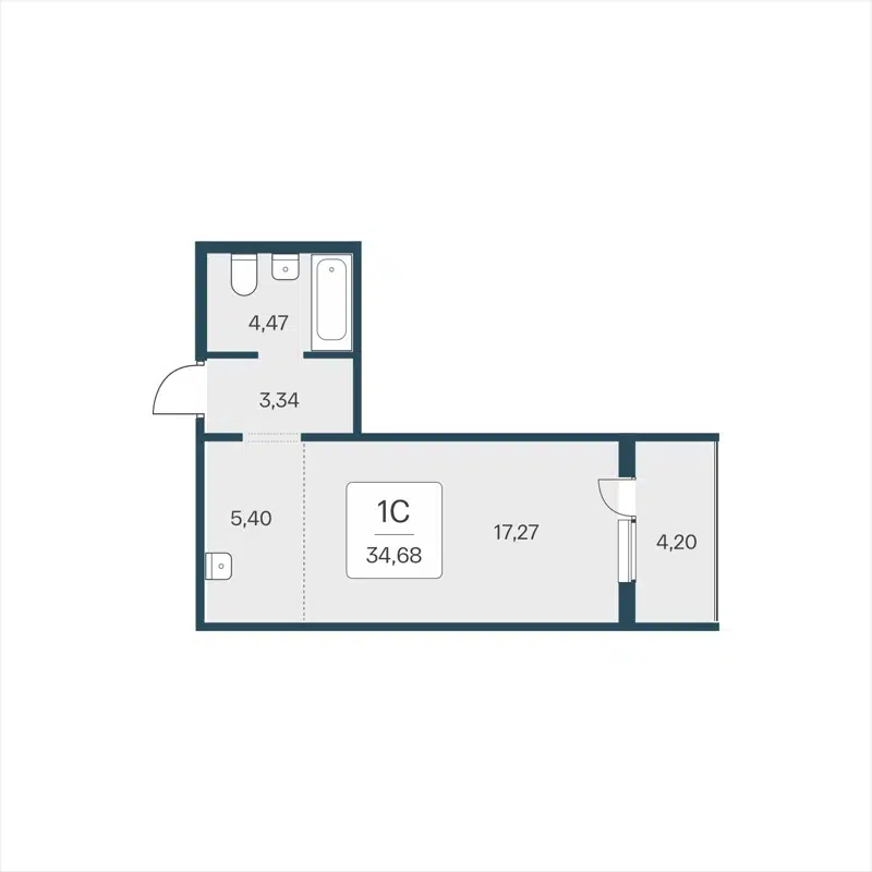 Студия 34.68 м² На Кедровой