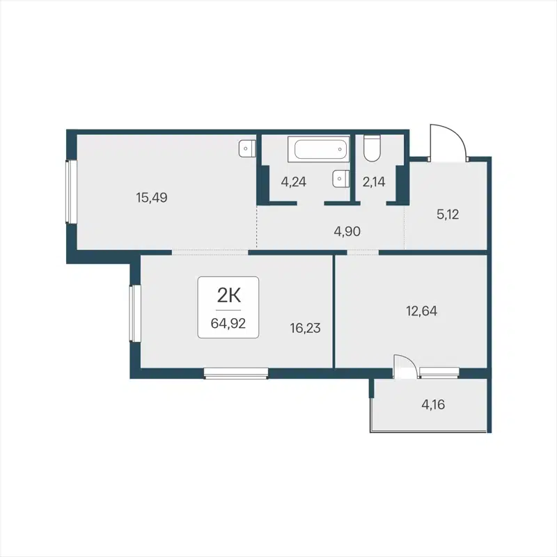 2-комнатная квартира 64.92 м² На Кедровой