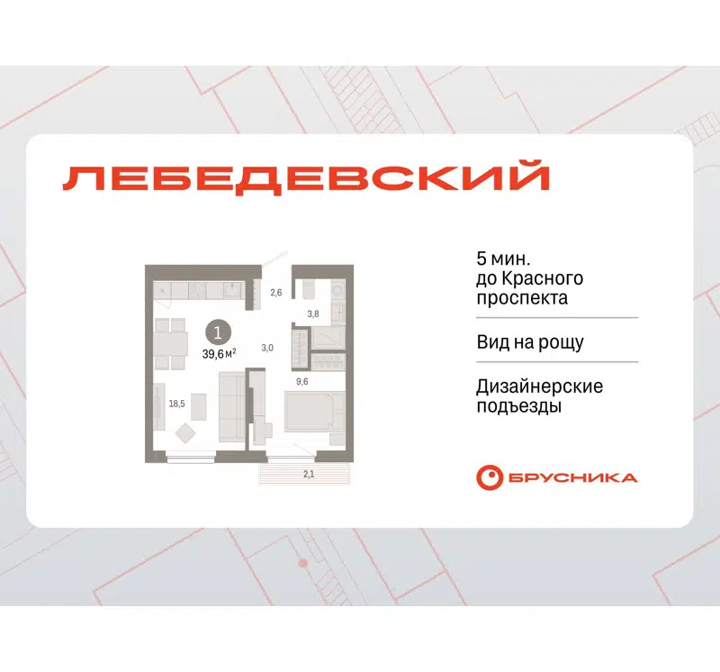  39.6 м² Лебедевский