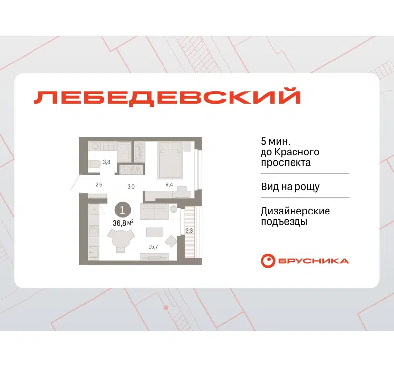  36.8 м² Лебедевский