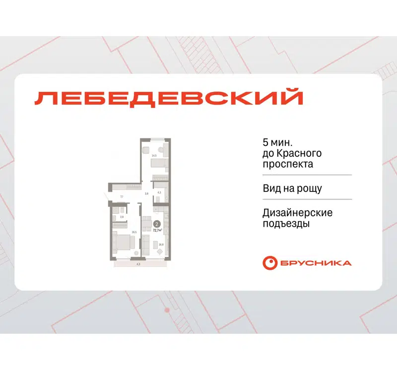  72.7 м² Лебедевский