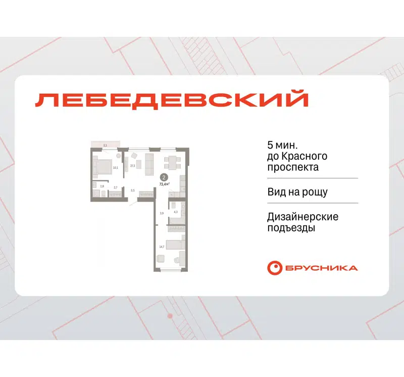  73.4 м² Лебедевский