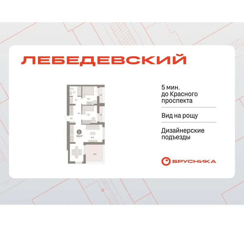  74.1 м² Лебедевский