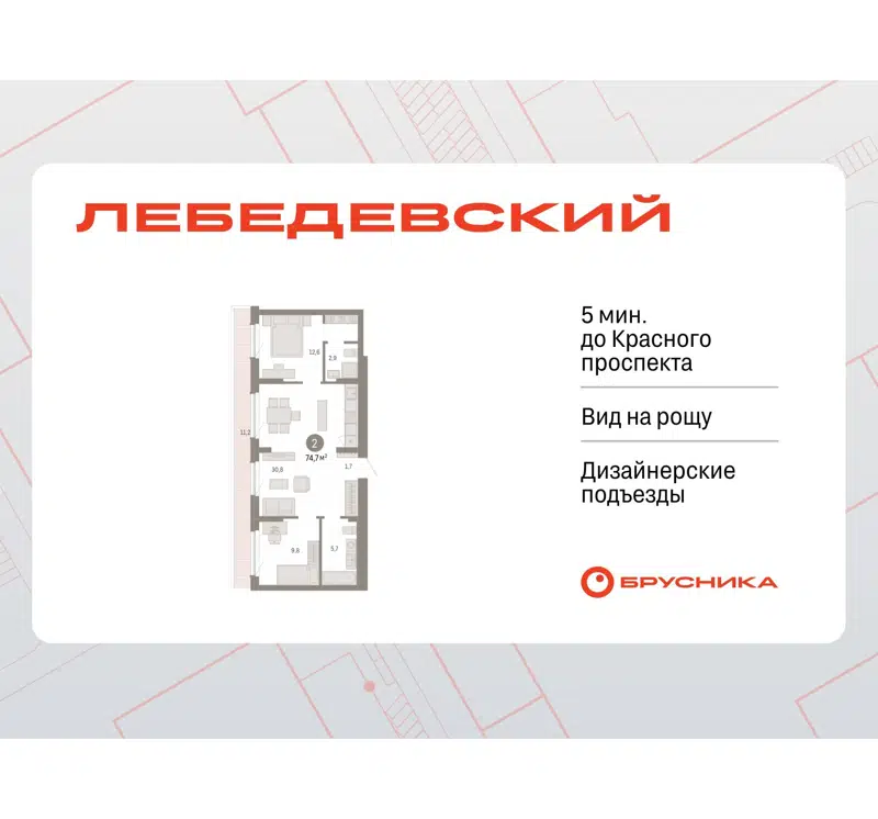  74.7 м² Лебедевский